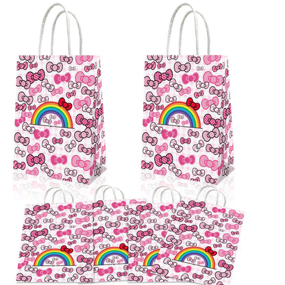 Leifyson 20pcs Pink Paper Gift Bags with Bows | Birthday Party, Wedding, Baby Shower & Holiday Favor Decorations | Eco-Friendly Stationery Supplies