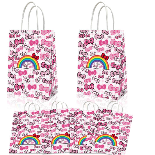Leifyson 20pcs Pink Paper Gift Bags with Bows | Birthday Party, Wedding, Baby Shower & Holiday Favor Decorations | Eco-Friendly Stationery Supplies