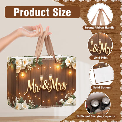 Wedding Gift Bags Mr and Mrs Engagement Gift Bags Elegant Bridal Shower Gifts Bag With Tissue Paper Greeting Card Wedding Wrapping Paper Party Favor Bag for Mr&Mrs Engagement Party Supplies Decor
