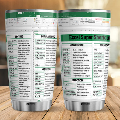 BECHUSKY Mugs For Account Gifts - Excel Tumbler Group - Excel Shortcut Tumbler - Spreadsheet Accounting Student Senior Accountant CPA Gift For Boss Coworker Colleague Friend - Cup 20oz