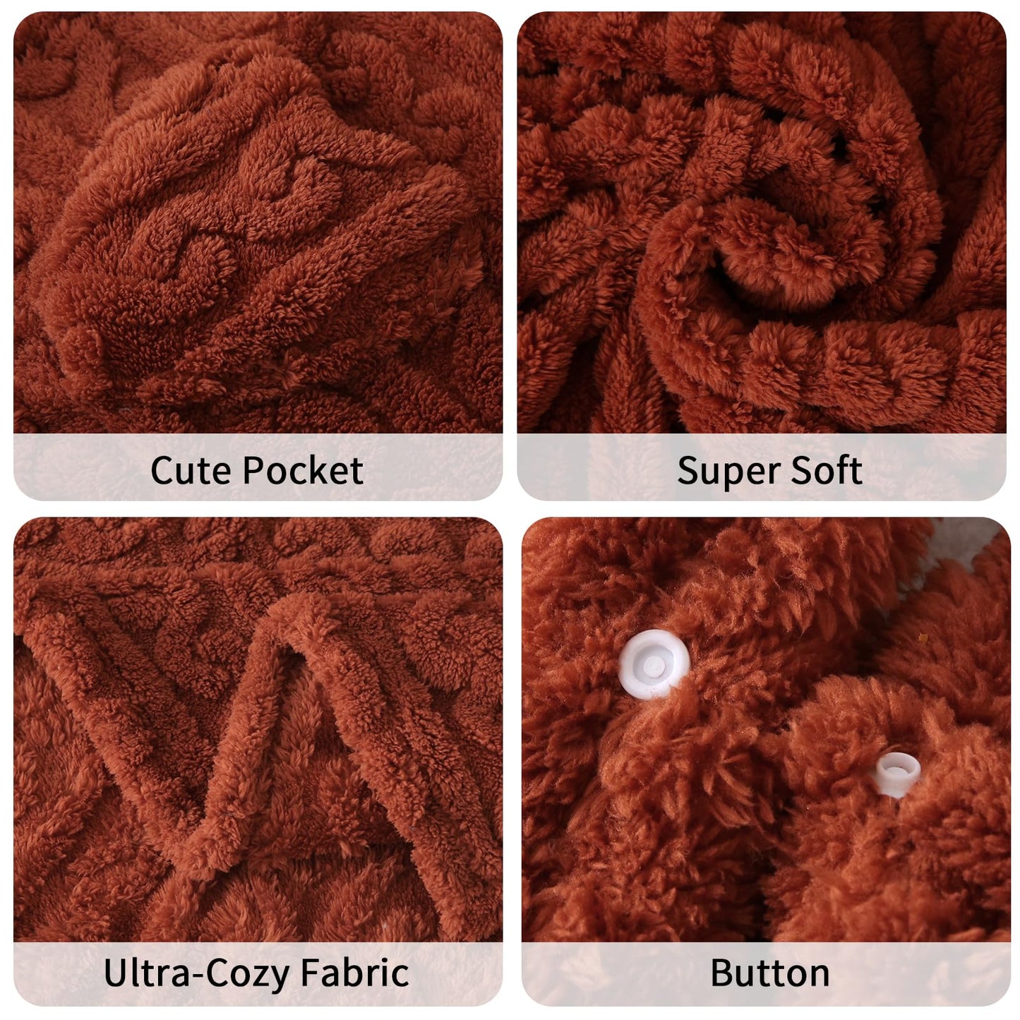 Wearable Blanket Poncho Cape Wrap for Adult, Cozy Sherpa Fleece Pocketed Shawl TV Throw Blankets for Office and Lounge(Caramel,58'' x 64'')