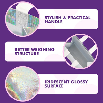 PACKINNO 15 Pcs Iridescent Gift Bags with Handles, 8x4x10 Inch Holographic Reusable Gift Bags Medium Size, Ideal for Birthday, Christmas, Party Favors, Wedding, Holidays, Valentines