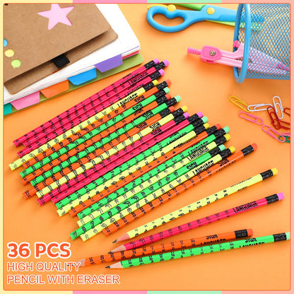 Affrolling 136 Pcs Sign Language Gift Set Including 36 Pcs Sign Language Pencils and 100 Pcs ASL Waterproof Stickers PVC American Sign Language Stickers Incentive Gift for Learning Sign Language