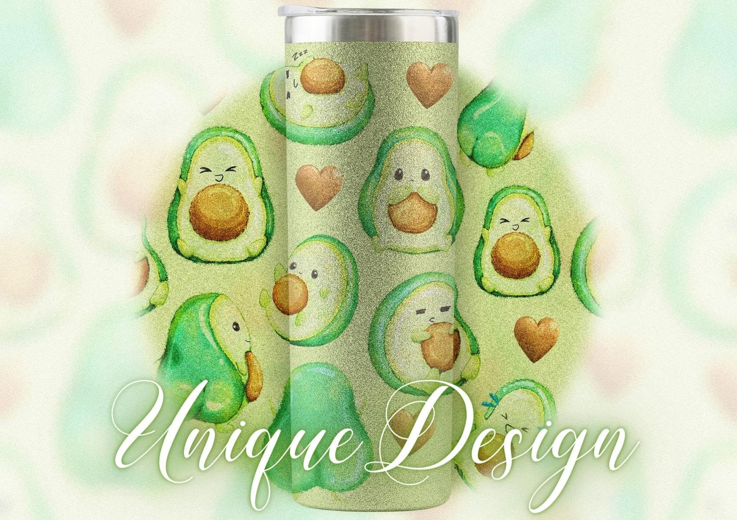 Onebttl Avocado Gifts for Women, Cute Avocado Tumbler Coffee Mug Unique Birthday Christmas Cup for Her 20oz Cute Avocado