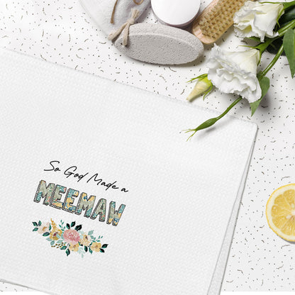 Funny Meemaw Gifts Kitchen Towels Decorative 16x24, So God Made a Meemaw Dish Towels Cloths Dishcloths Tea Towel Gifts for Grandma Grandmother Bathroom Kitchen Hand Towel Decor
