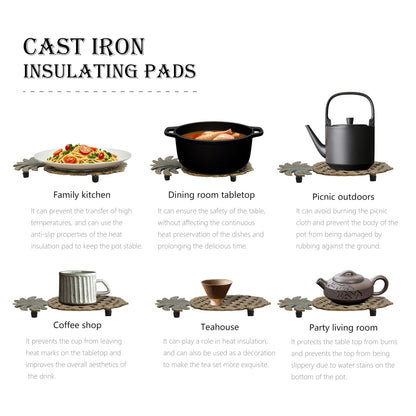 Cast Iron Trivets for Hot Dishes, Pineapple-Shaped Metal Trivets for Kitchen and Dining Protection, Decorative Tirvets with Pinch Mitts, Rubber Pegs