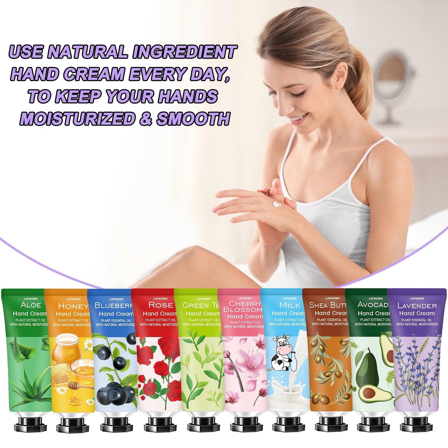 38 Pack Hand Cream Gifts Set,Mothers Day Gifts,Thank You Gifts,Nurses Week Gifts,Bridesmaid Gifts,Gifts for Women,Natural Plant Fragrance Hand Lotion Travel Size Mini Hand Cream for Dry Cracked Hands