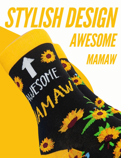InnoBeta Mamaw Gifts, Mothers Day Gifts for Mamaw, One Size Crew Socks on Mother's Day, Christmas, Birthday