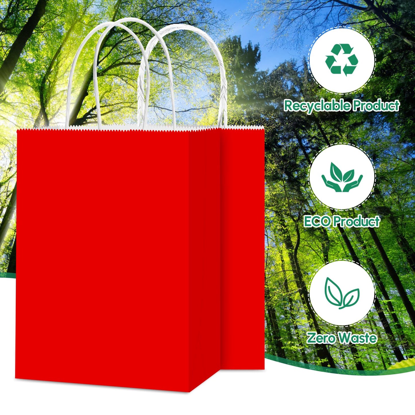 Qioxiou 60 Pack Red Gift Bags with Handles Small Size Bulk 5.91x3.15x8.27 Kraft Paper Gift Bags, Small Red Paper Sacks for Shopping, Business, Retail Merchandise Grocery, Wedding Birthday Party Favor