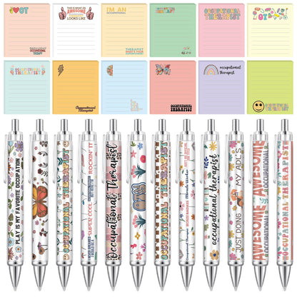 Resurhang 48 Pcs Occupational Therapy Month Appreciation Gift Occupational Therapist Pens and Notepads OT Sticky Notes Ballpoint Pens OT Appreciation Gifts for Women Men Friend Staff Coworker Teacher