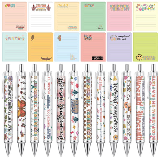 Resurhang 48 Pcs Occupational Therapy Month Appreciation Gift Occupational Therapist Pens and Notepads OT Sticky Notes Ballpoint Pens OT Appreciation Gifts for Women Men Friend Staff Coworker Teacher