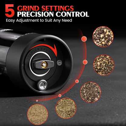 Electric Salt and Pepper Grinder Set Automatic Grinder for Kitchen Battery Pepper Mill Shakers Adjustable Coarseness Upgraded Larger Capacity with Led Gifts for Mom