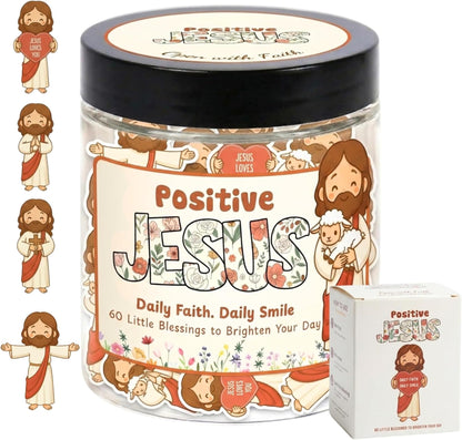 Positive Jesus Jar — 60 Emotional Support Jesus Cards with Bible Verse and Affirmation, Scripture Encouragement for Teen Girls Women, Christian Mothers Day Gift