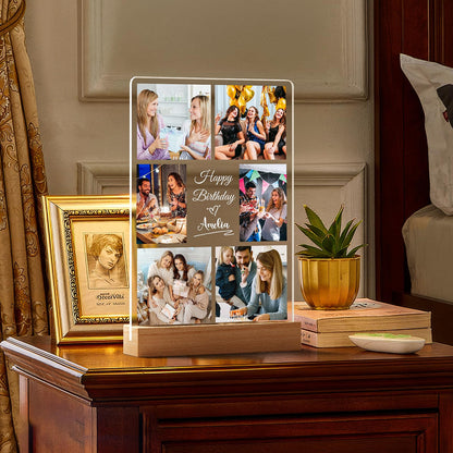 Jkolalin Custom Picture Frames with Photo, Personalized Picture Frame with Night Light, Custom Photo Frame, Customized Best Friend Photo Gifts, Personalized Birthday Gifts for Women Friends Her Him