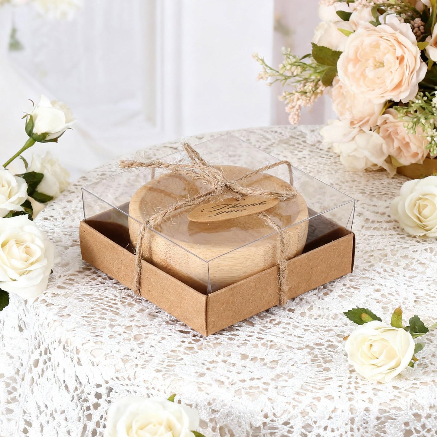 Honeydak 10 Sets Bamboo Small Wooden Bowls, Wedding Favors for Guests Bulk with Kraft Gift Box Thank You Card, Bridal Shower Souvenirs Bachelorette Baby Shower Birthday Party Return Gifts
