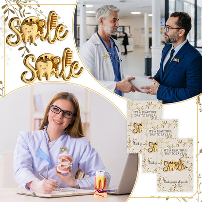 Kenning 20 Pcs Dentist Appreciation Gifts Bulk Lapel Pins with Inspirational Cards Dental Assistant Pins Thank You Gift for Women Men Dental Hygienist Team Coworkers Employee