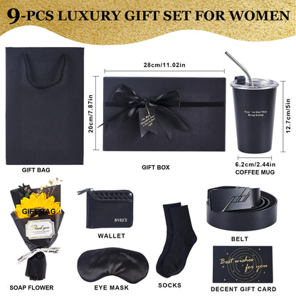 9-piece birthday gift set, men's gift basket, father's gift box, suitable for men. (Black)