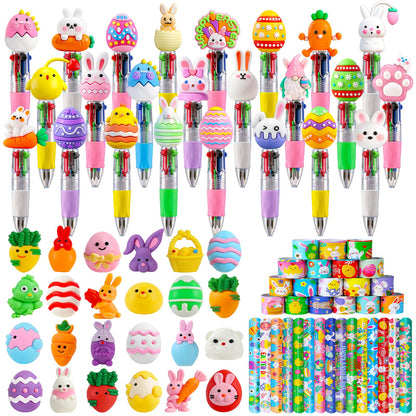 72 PCS Easter Classroom Gift Set with 24 Multi-Color Cute Pens and Mochi Squishy,Bulk Easter Day Gifts for Classroom Prizes Goodie Bag Stuffers Party Favors Supplies.