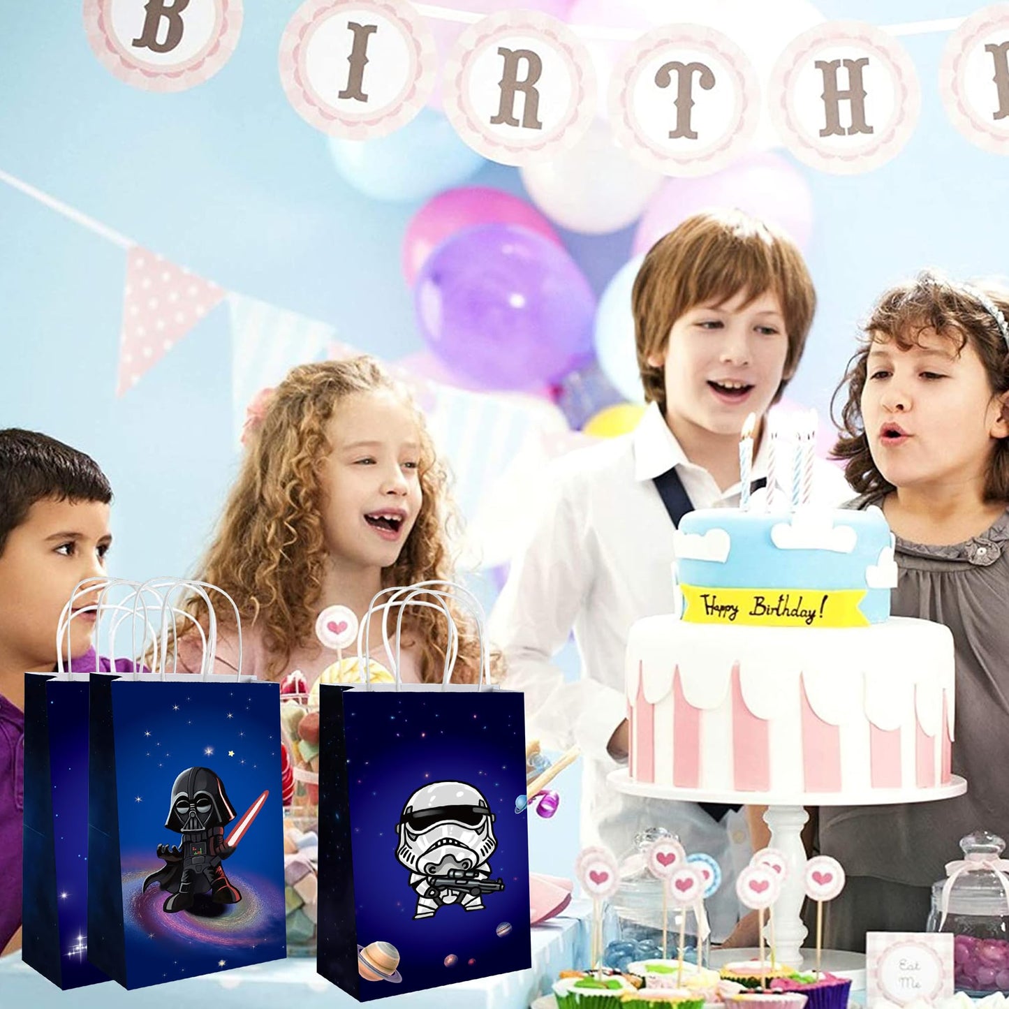 Whiteleopard The Inspired Party Favor Bags - 32 Pack Galactic Adventure Gift Bags for Birthday Decorations & Supplies (32)