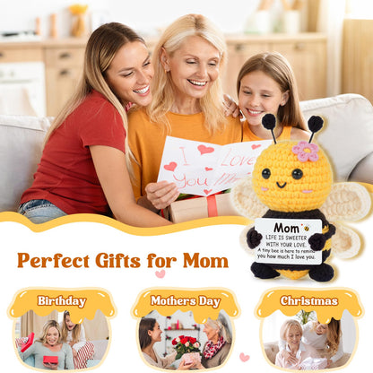 Gifts for Mom from Daughter Son, Mom Birthday Gifts - Cute Handmade Crochet Bee - Birthday Valentines Mothers Day Christmas Bonus Step Mother In Law, I Love You Mama Present, Emotional Support Decor