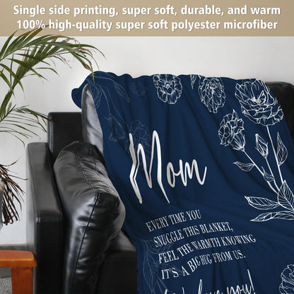 GiltGlimmer Gifts for Mom, Mom Birthday Gifts Blanket, Moms Gift for Women from Daughter Son, We Love You Present for Mother Mommy Christmas Mothers Day 60" x 50", Blue