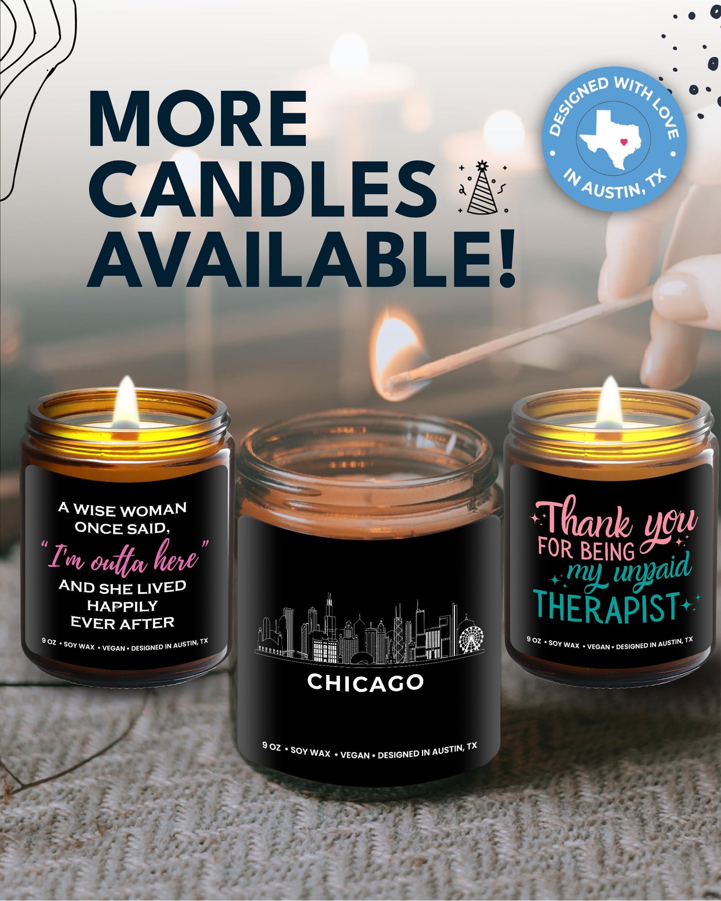 Chicago Candle, Chicago Souvenirs Gifts for Women & Men, Unique City Themed Candles for New Home, Best Sentimental Souvenir Gifts Ideas Moving Away, Home Sick, Birthday, Christmas, Gift-Ready