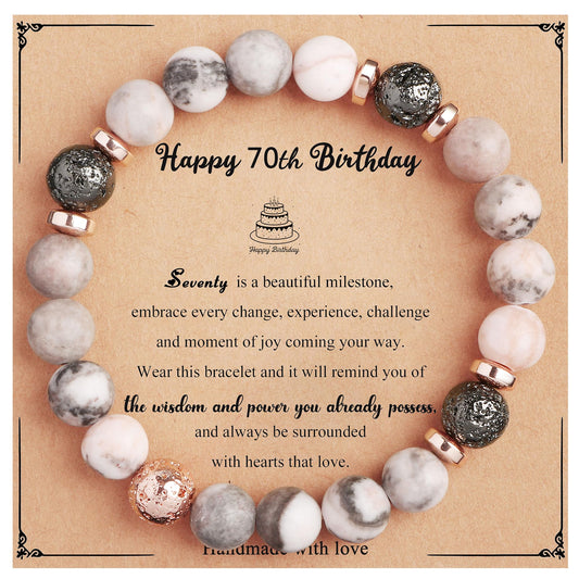 Yiyang 13th 16th 18th 21st 25th 30th 35th 40th 45th 50th 60th 65th 70th 75th 80th Birthday Gifts for Women, Natural Stone Bracelet Birthday Gifts for Women Mom Daughter Grandma Sister Coworker