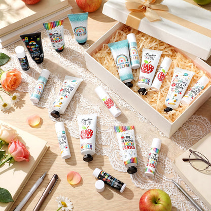 Loopeer 10 Sets/ 20 Pcs Teacher Appreciation Gifts Bulk 5 Style Travel Size Lip Balm and Hand Cream End of Year Gift Sets for Teacher Staff Team Woman Man Office Supplies Back to School Party Favors