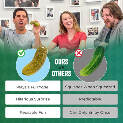 DR DINGUS Yodeling Pickle (1 Pickle - 5 Inch) Sings Dill-lightful Yodel Song - Make Anyone Laugh - Best Singing Gag Gift for Friends Family Coworkers - White Elephant
