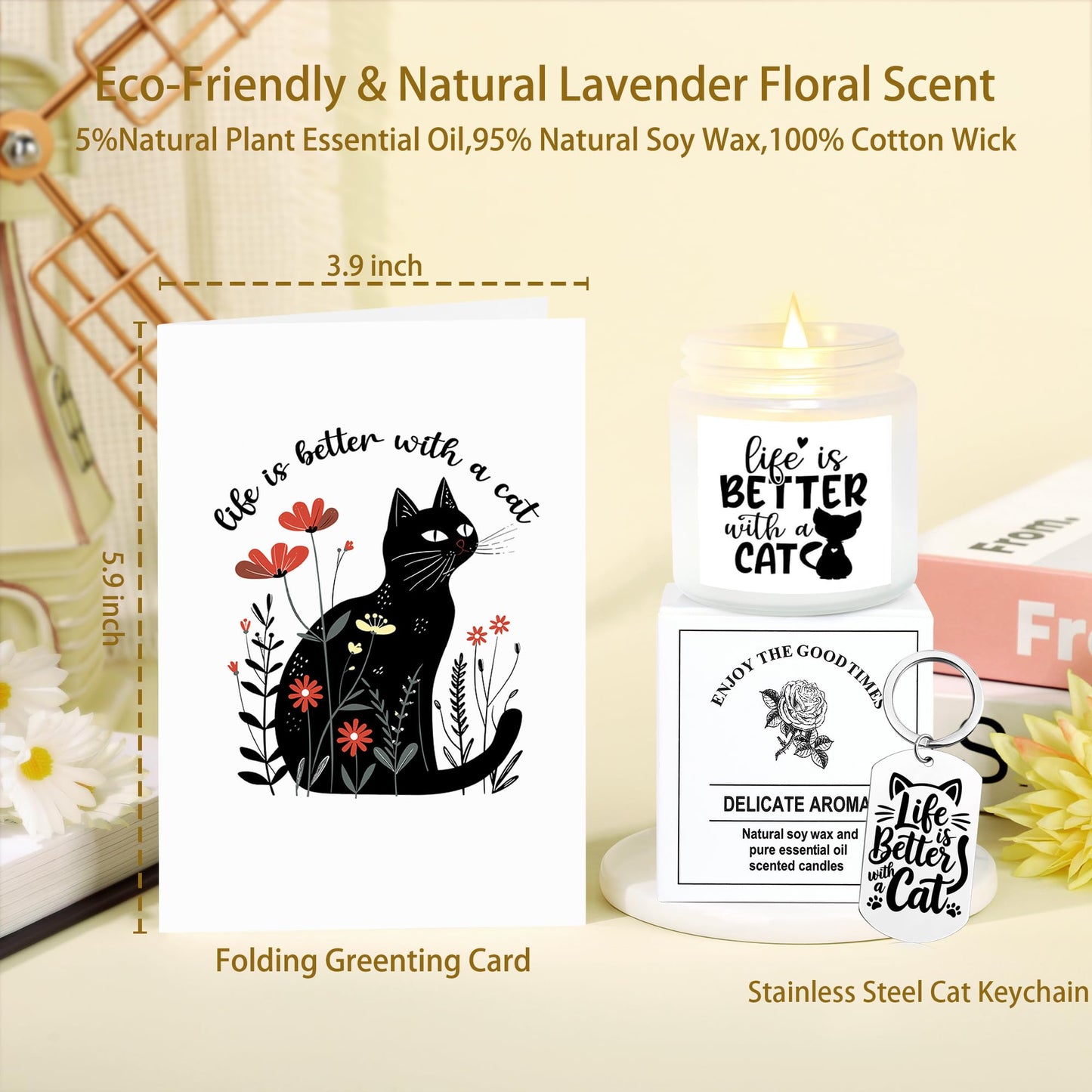 Black Cat Lover Themed Gifts for Women, Gifts for Cat Lovers Women Set of 7
