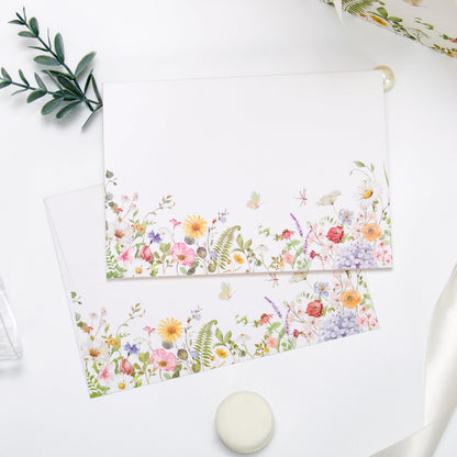 Crisky 2 Pack Wildflower Gift Bag with Tissue Paper and Cards for Wedding, Bridal Shower, Engagement, Bachelorette, Birthday, Tea Party