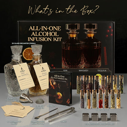 Alcohol Infusion Kit for Whiskey, Tequila, Rum, Gin & Vodka - Including User Manual - Alcohol Gifts for Men - Birthday Gifts for Dad - Drink Making Kit and Cocktail Infusion Set - Crafty Mixologist