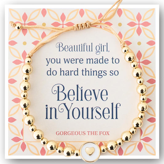 Inspirational Bracelets for Women – 18K Gold Plated – Motivational Gift Heart Pendant with Card