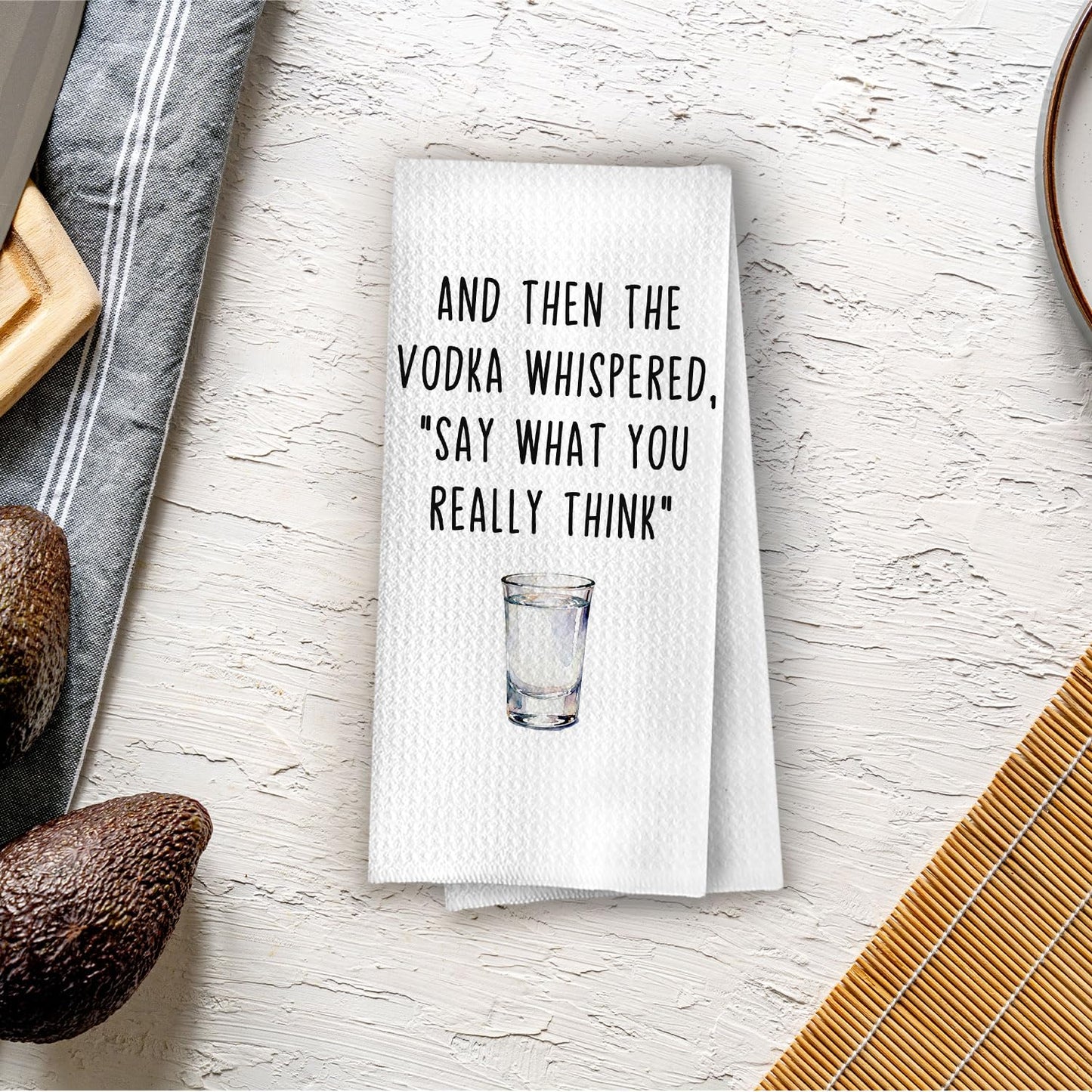 Vodka Gifts Kitchen Towels - Funny Vodka Gift Waffle Decorative Dish Towels, Bar Hand Towel for Bartender, Hostess Gifts Tea Towel, 16×24 Inches