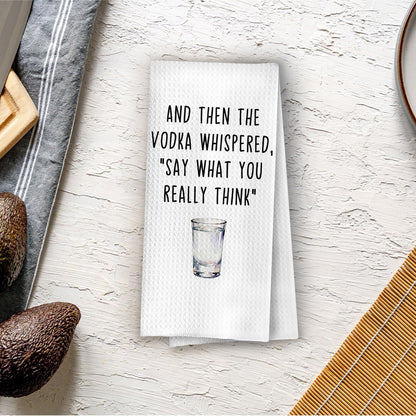 Vodka Gifts Kitchen Towels - Funny Vodka Gift Waffle Decorative Dish Towels, Bar Hand Towel for Bartender, Hostess Gifts Tea Towel, 16×24 Inches