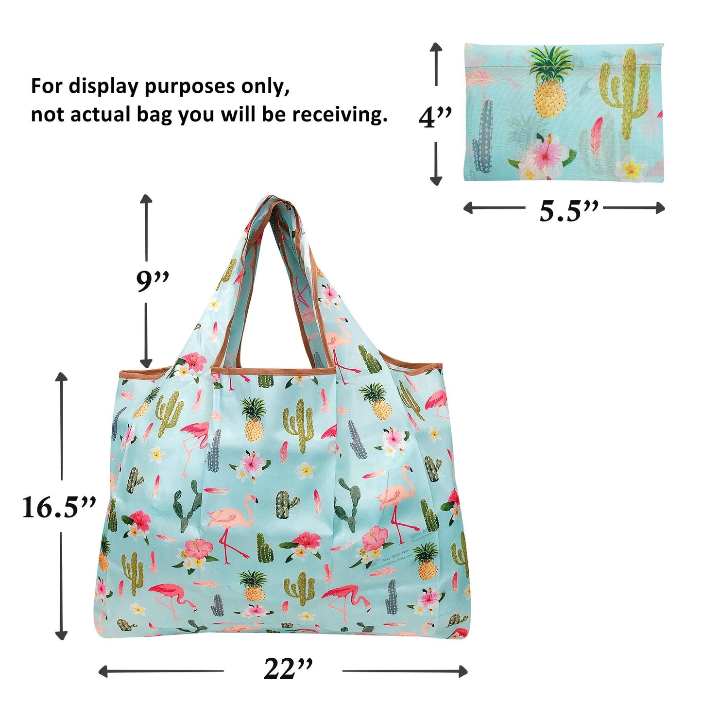 allydrew Large Foldable Tote Nylon Reusable Grocery Bags, Hawaiian Fun
