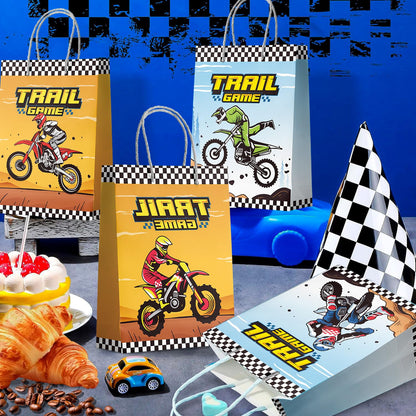 Dirt Bike Party Favor Bags, 24 Pcs Dirt Bike Party Bags Set Motorcycle Themed Party Favor Bags, Dirt Bike Party Gift Treat Bags Goodie Bags for Dirt Bike Birthday Party Decorations