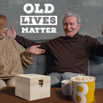 LIGHTEN LIFE Old Lives Matter Whiskey Glass 12 oz,Rock Glass in Valued Wooden Box,Funny Old Men Gifts,Premium Birthday or Retirement Gift for Grandpa,Dad,Old Man,Old Fashioned Whiskey Glass