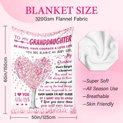 BAOERN Granddaughter Gifts from Grandma Grandpa - Granddaughters Birthday Gifts - Gift for Teen Girls & Kids - Christmas Graduation Present for Granddaughter - to My Granddaughters Blanket 50"x60"