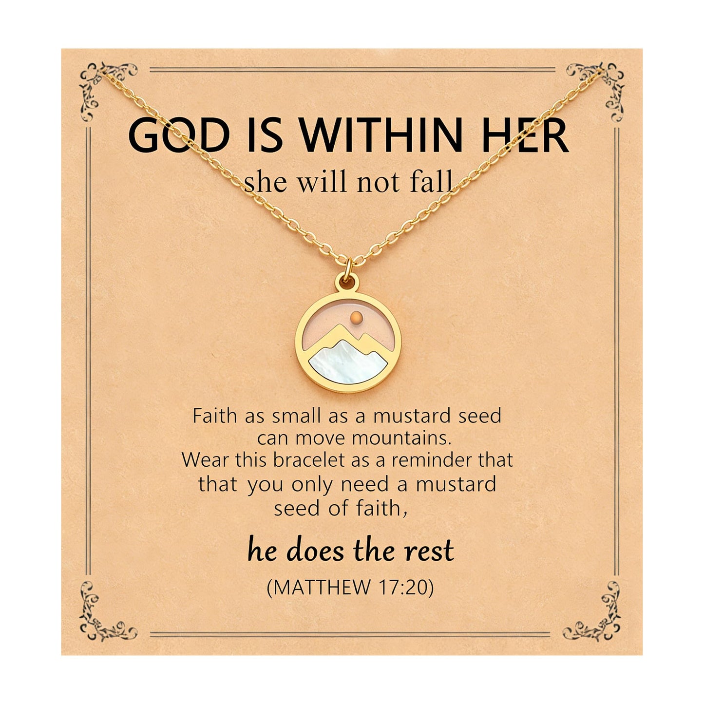 Mustard Seed Necklace Jewelry for Women Girls, Gold