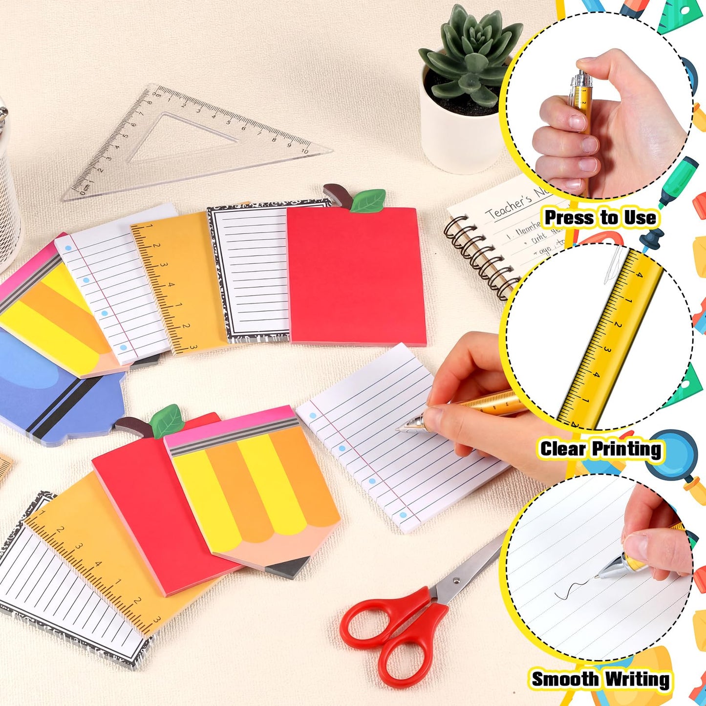 Eaasty 48 Pcs End of Year Teacher Gifts Bulk Cute Composition Notepads and Ballpoint Pens with Ribbon Inspirational Back to School Thank You Gifts for Teacher, Student, Staff, Coworker