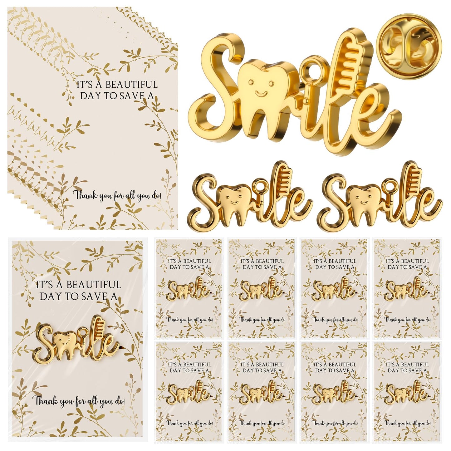 Kenning 20 Pcs Dentist Appreciation Gifts Bulk Lapel Pins with Inspirational Cards Dental Assistant Pins Thank You Gift for Women Men Dental Hygienist Team Coworkers Employee