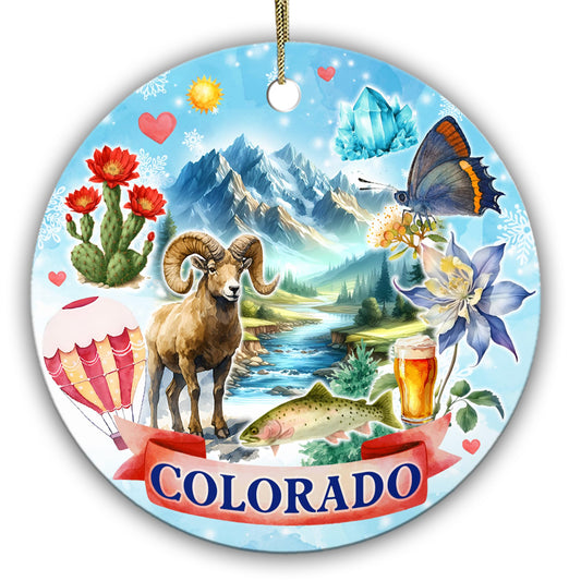 Colorado State Christmas Ornament – Rocky Mountains, State Symbols & Nature-Inspired Holiday Décor, Unique Colorado Souvenir Gift for Travelers & Locals