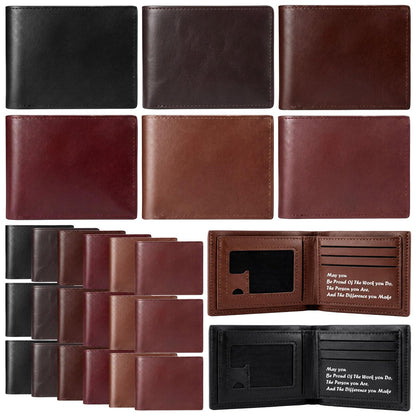 24 Pcs Fathers Day Bulk Gifts Wallet for Men, Bifold Leather Engraved Wallet for Husband Son Dad Coworkers Employees (Multicolor)