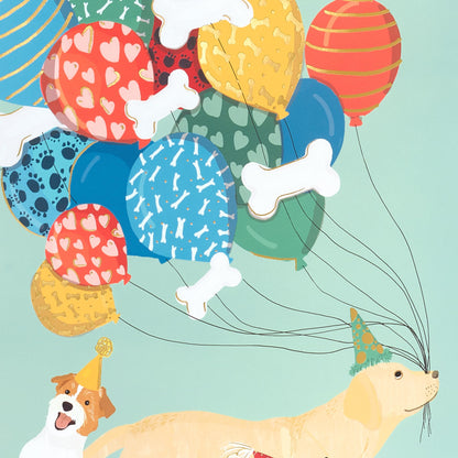 Papyrus 13" Large Gift Bag (Dogs with Balloons) for Birthdays and All Occasions (1 Bag)