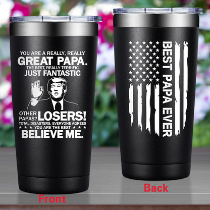 Grifarny Papa Gifts - Fathers Day Gift for Papa's - Papaw Christmas Gifts from Grandkids - You Are a Really Really Great Papa Tumbler Cup 20oz
