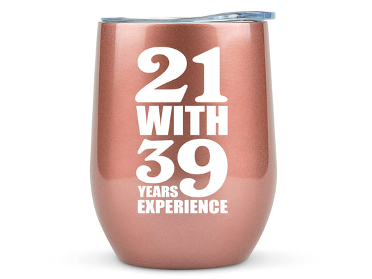 KLUBI 60th Birthday Gifts for Women - 21 With 39 Years Experience Gifts 12oz 60th Birthday Wine Tumbler 60th Birthday Decorations Women Gift Turning 60 th Birthday Gift Funny Mug