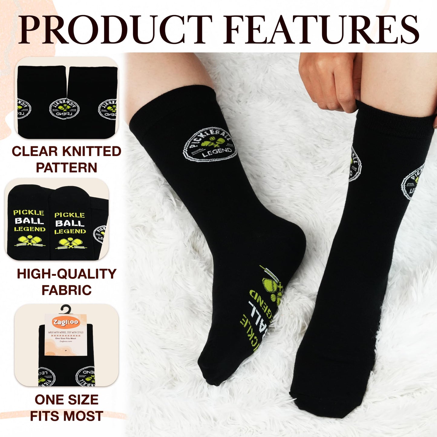 ZAGKOO Funny Sports Socks for Men, Women - Biking, Hiking, Skiing, Basketball, Pickleball, Disc Golf Socks - Christmas Gifts