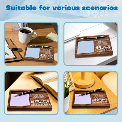 FOUGSTA Appreciation Gifts for Women, New Job Gifts for Women, Inspirational Office Decor Gift for Woman,Wooden Notepad Pen Holder With Inspirational Quotes,16.5 x 12 x 1.5 cm,XXN3