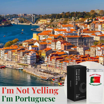 Onebttl Portuguese Gifts with Portugal Flag, Portuguese Portugal Souvenirs, 20oz Stainless Steel Insulated Travel Mug, Perfect for Portuguese Men & Women on Birthday & Christmas - I'm Not Yelling